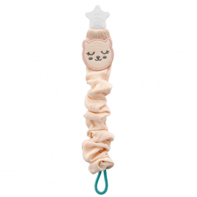 Lant pentru suzeta din muselina cu steluta BabyJem (Culoare: Somon) JEMbj_7472