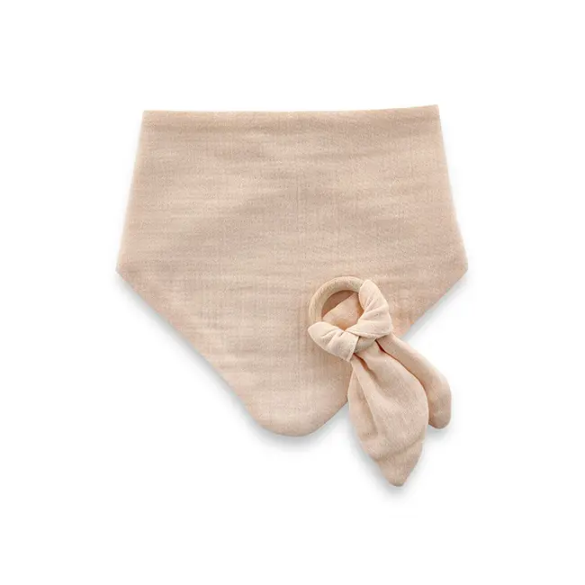 Set baveta cu doua fete din muselina cu jucarie dentitie BabyJem (Culoare: Ecru) JEMbj_736_3