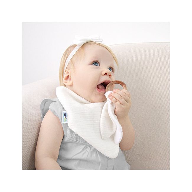 Set baveta cu doua fete din muselina cu jucarie dentitie BabyJem (Culoare: Ecru) JEMbj_736_3