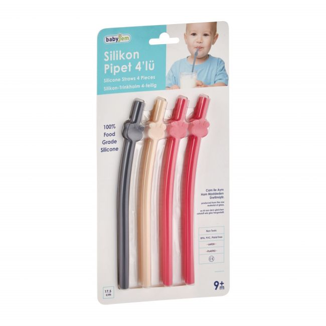 Set de 4 paie din silicon reutilizabile BabyJem (Culoare: Roz) JEMbj_764_1