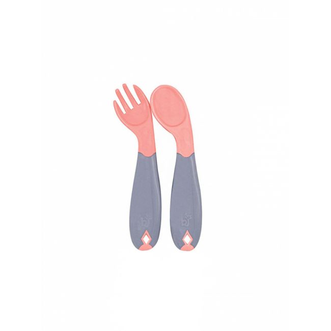 Set lingurita si furculita cu maner gri BabyJem (Culoare: Bleu) JEMbj_7033