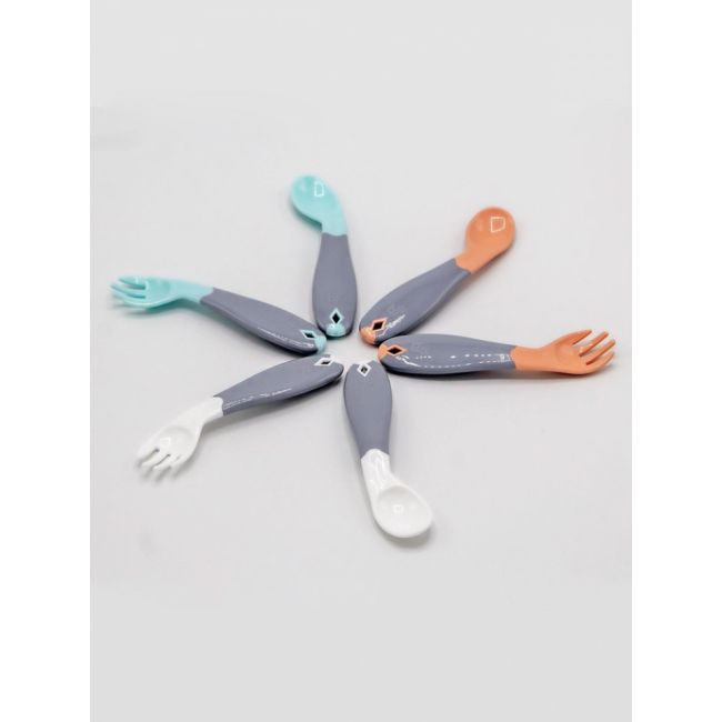 Set lingurita si furculita cu maner gri BabyJem (Culoare: Roz) JEMbj_7032