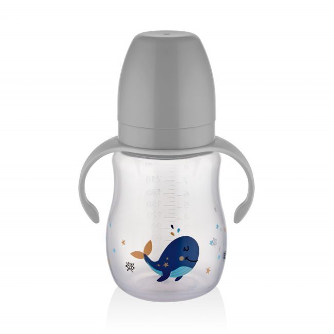 Biberon cu toarte si tetina din silicon BabyJem (Culoare: Gri) JEMbj_7492