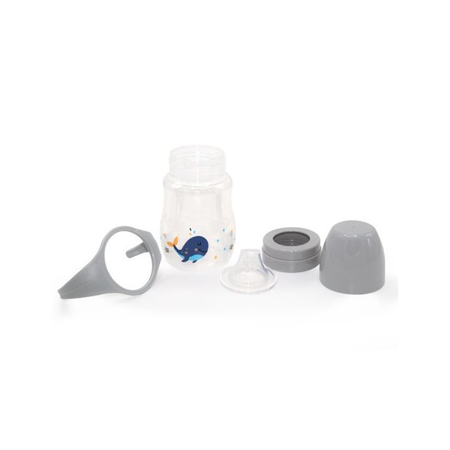 Biberon cu toarte si tetina din silicon BabyJem (Culoare: Gri) JEMbj_7492