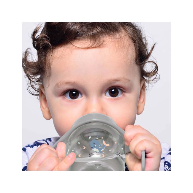 Biberon cu toarte si tetina din silicon BabyJem (Culoare: Gri) JEMbj_7492