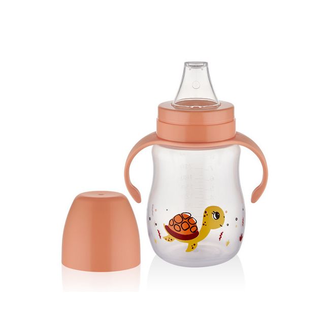 Biberon cu toarte si tetina din silicon BabyJem (Culoare: Portocaliu) JEMbj_7493
