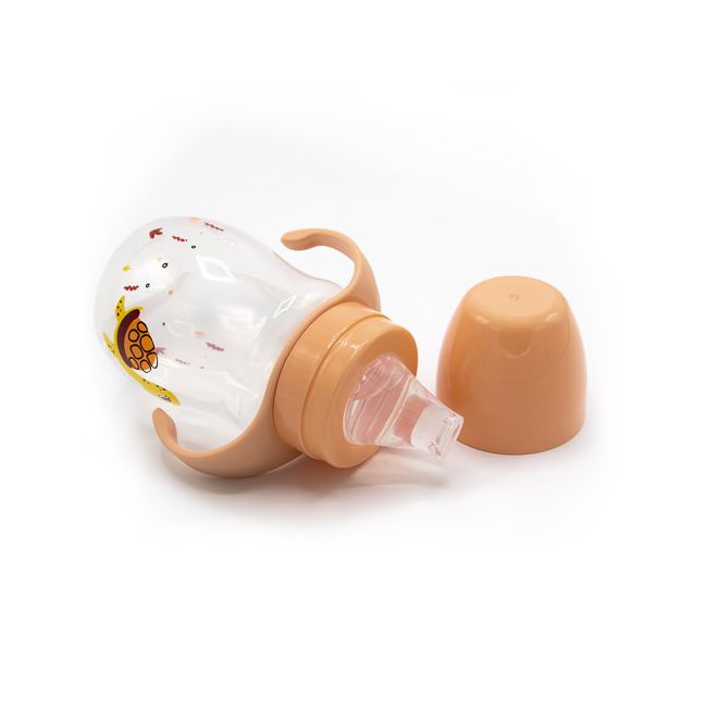 Biberon cu toarte si tetina din silicon BabyJem (Culoare: Portocaliu) JEMbj_7493