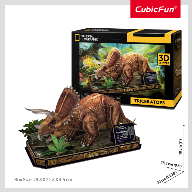 Cubic Fun - Puzzle 3D Triceratops 44 Piese ARTCUDS1052h