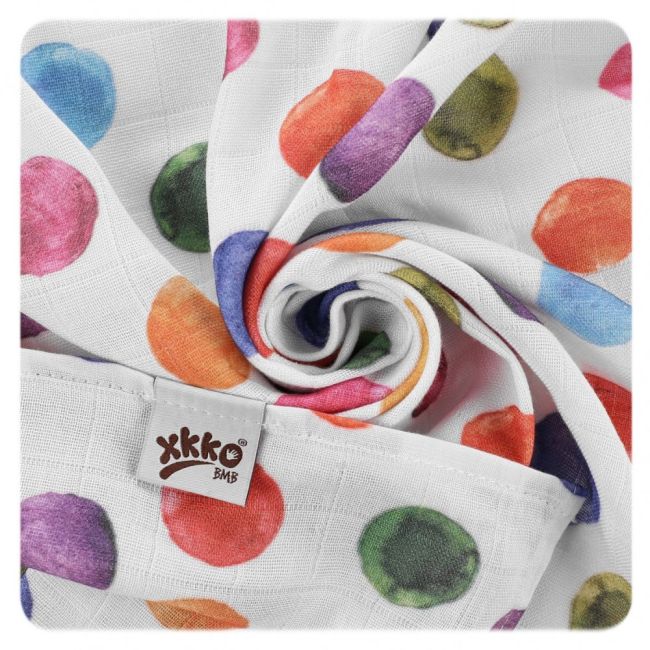 Muselina din bambus 120x120cm Polka Dots XKKO BBKXKK_BMB120058