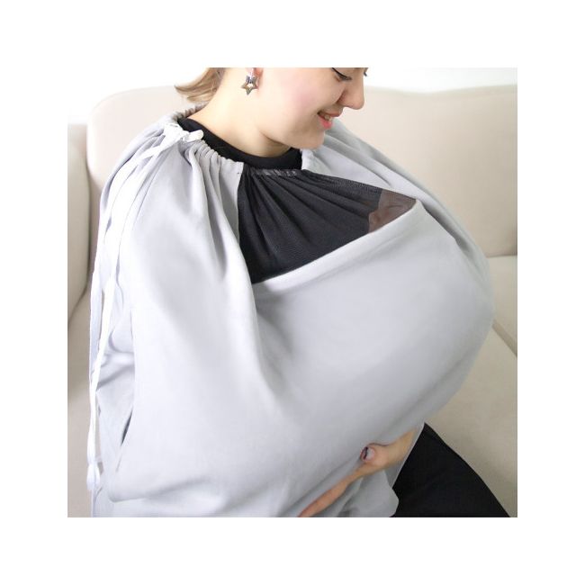 Sal pentru alaptare cu fereastra din tul BabyJem (Culoare: Gri) JEMbj_7352