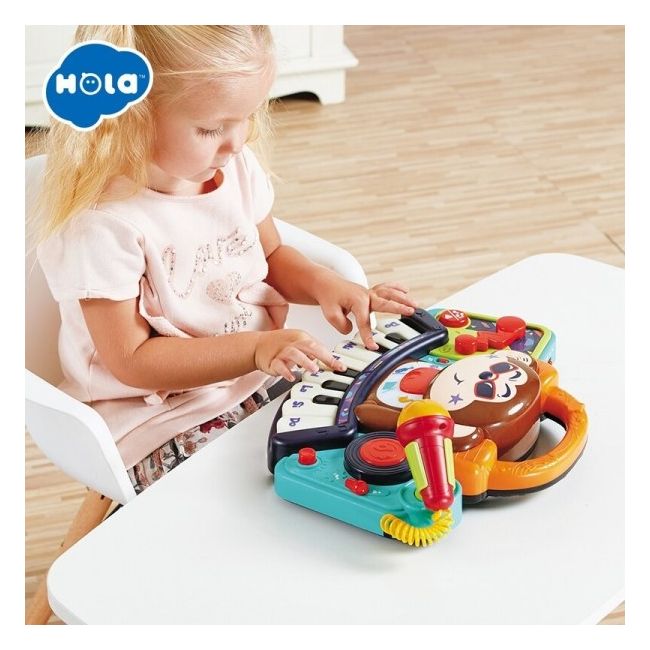 PIANINA BEBE MAIMUTICA DJ CU LUMINI SUNETE SI MICROFON VIV3137