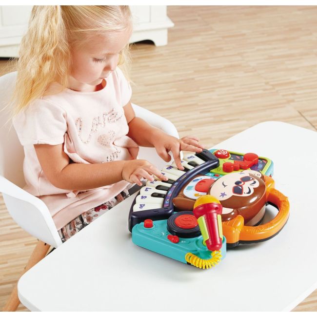 PIANINA BEBE MAIMUTICA DJ CU LUMINI SUNETE SI MICROFON VIV3137