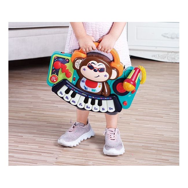PIANINA BEBE MAIMUTICA DJ CU LUMINI SUNETE SI MICROFON VIV3137