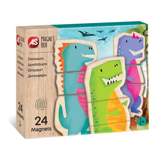 CUTIE UNIVERSUL DINOZAURILOR CU 24 PIESE DIN LEMN SI MAGNETICE VIV1029-64043
