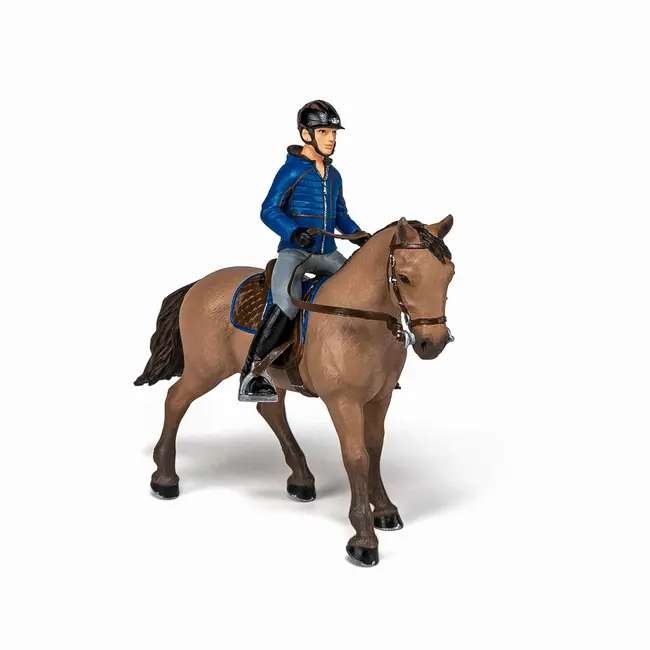 PAPO FIGURINA SET ECHITATIE CAL SI JOCHEU  IN JACHETA ALBASTRA VIVPapo51565