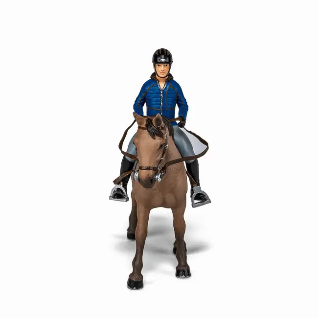 PAPO FIGURINA SET ECHITATIE CAL SI JOCHEU  IN JACHETA ALBASTRA VIVPapo51565