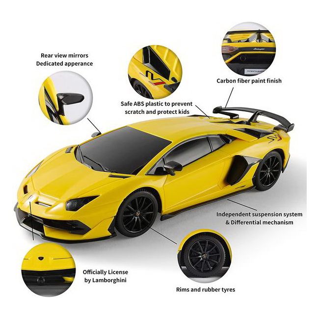 MASINA CU TELECOMANDA LAMBORGHINI AVENTADOR SVJ GALBEN CU SCARA 1 LA 24 VIVRas96100_Galben