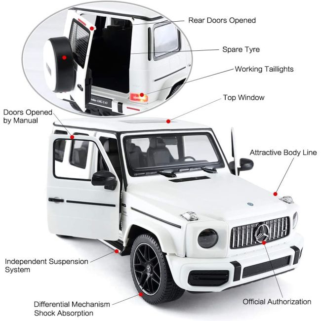 MASINA CU TELECOMANDA MERCEDES-BENZ G63 ALB SCARA 1 LA 14 VIVRas95700_Alb