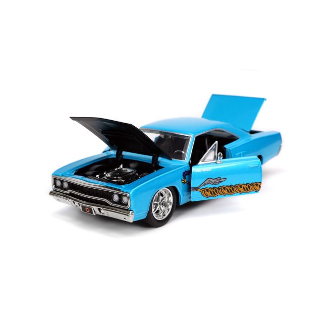 LOONEY TUNES ROAD RUNNER SET MASINUTA METALICA  1970 PLYMOUTH SCARA 1:24 SI FIGURINA WILE E COYOTE VIV253255028