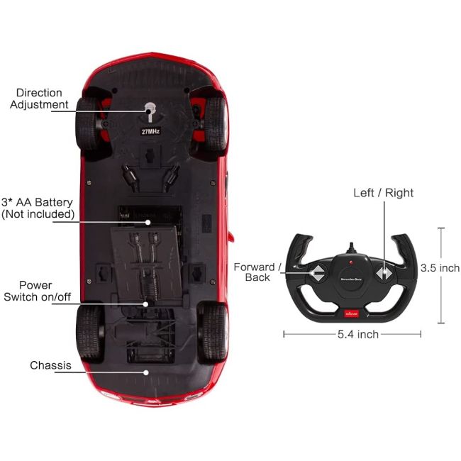 MASINA CU TELECOMANDA MERCEDES-BENZ SLS ROSU SCARA 1 LA 14 VIVRas47600_Rosu
