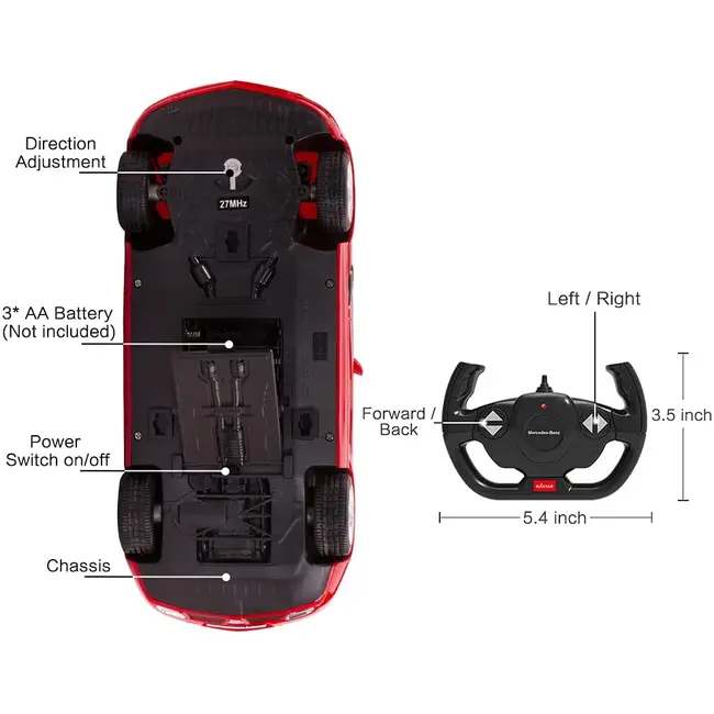 MASINA CU TELECOMANDA MERCEDES-BENZ SLS ROSU SCARA 1 LA 14 VIVRas47600_Rosu