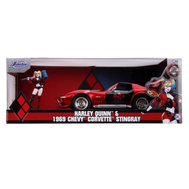 MASINUTA DIN METAL HARLEY QUINN 1969 CHEVY CORVETTE SCARA 1:24 VIV253255019
