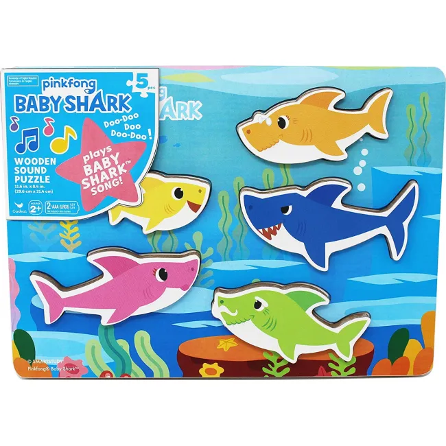 BABY SHARK PUZZLE DIN LEMN MUZICAL 5 PIESE VIV6054918