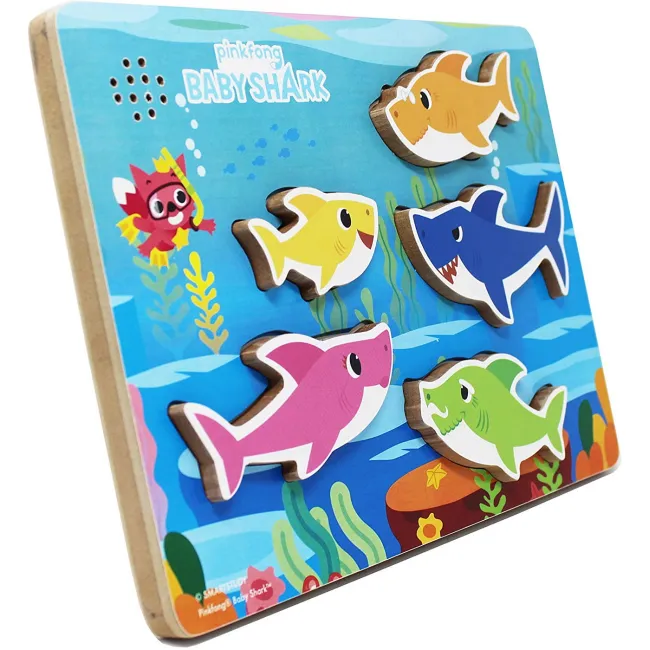 BABY SHARK PUZZLE DIN LEMN MUZICAL 5 PIESE VIV6054918