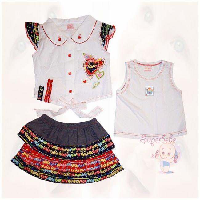 Costumas cu fustita - inimioare - 9443