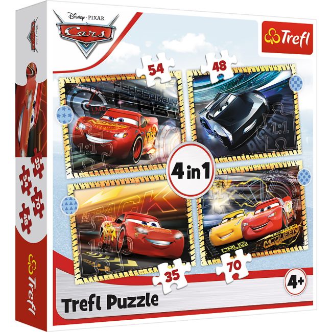 PUZZLE 4IN1 CARS - PE LOCURI, FITI FATA, START VIV34608
