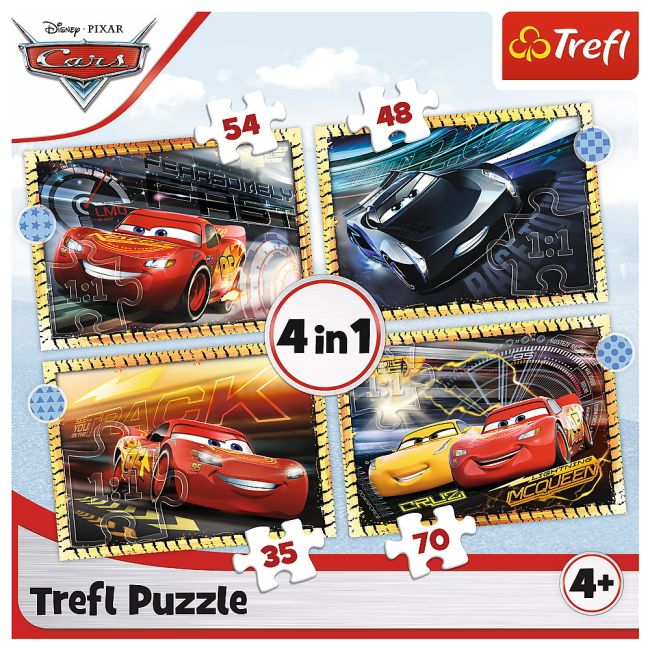 PUZZLE 4IN1 CARS - PE LOCURI, FITI FATA, START VIV34608