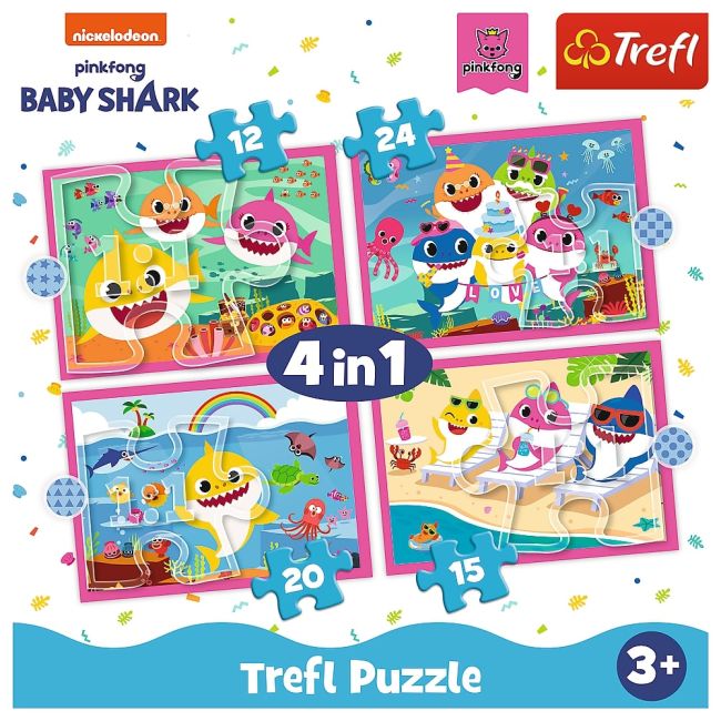 PUZZLE TREFL 4IN1 FAMILIA SHARK VIV34378