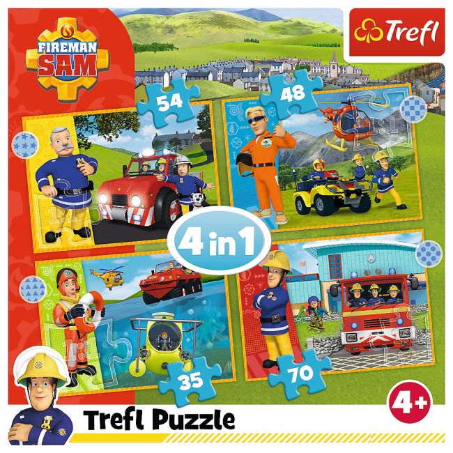 PUZZLE TREFL 4IN1 POMPIERUL SAM -  CURAJOSUL SAM VIV34387