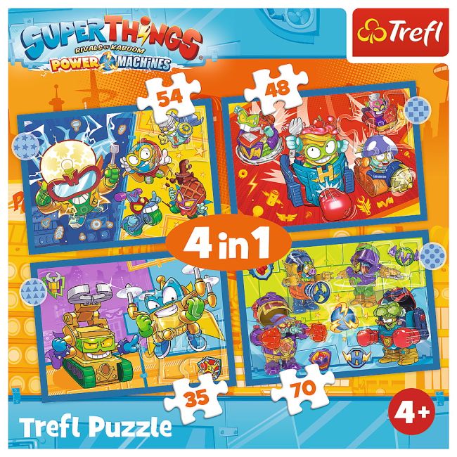 PUZZLE TREFL 4IN1 SUPER THINGS SUPER ACTIUNEA VIV34390