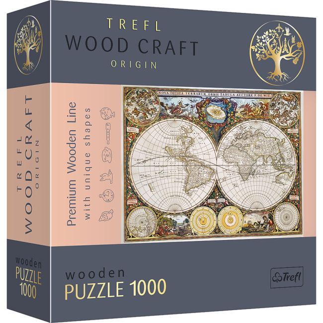 PUZZLE TREFL DIN LEMN 1000 PIESE HARTA LUMII ANTICE VIV20144