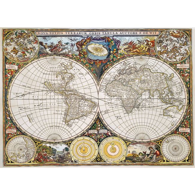 PUZZLE TREFL DIN LEMN 1000 PIESE HARTA LUMII ANTICE VIV20144