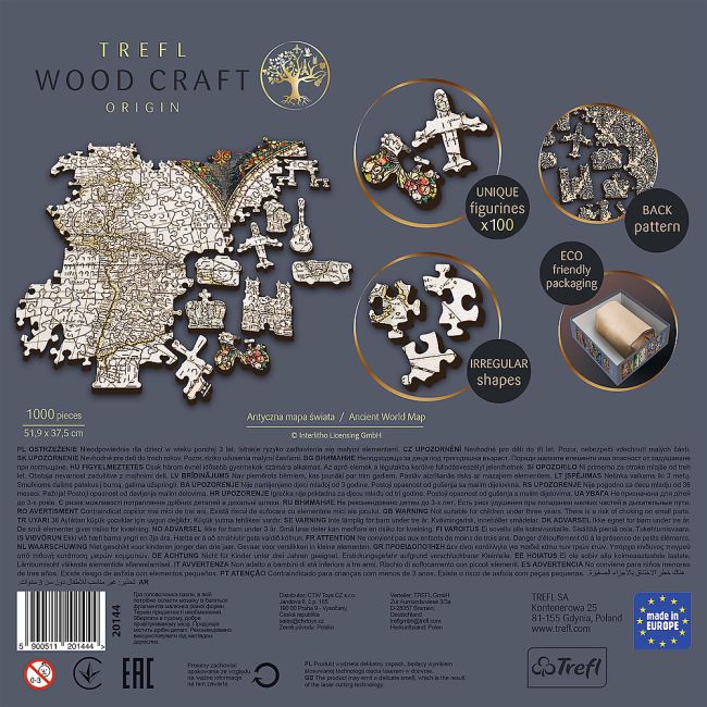 PUZZLE TREFL DIN LEMN 1000 PIESE HARTA LUMII ANTICE VIV20144