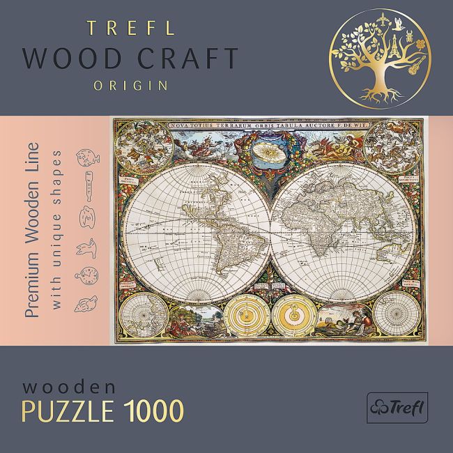 PUZZLE TREFL DIN LEMN 1000 PIESE HARTA LUMII ANTICE VIV20144