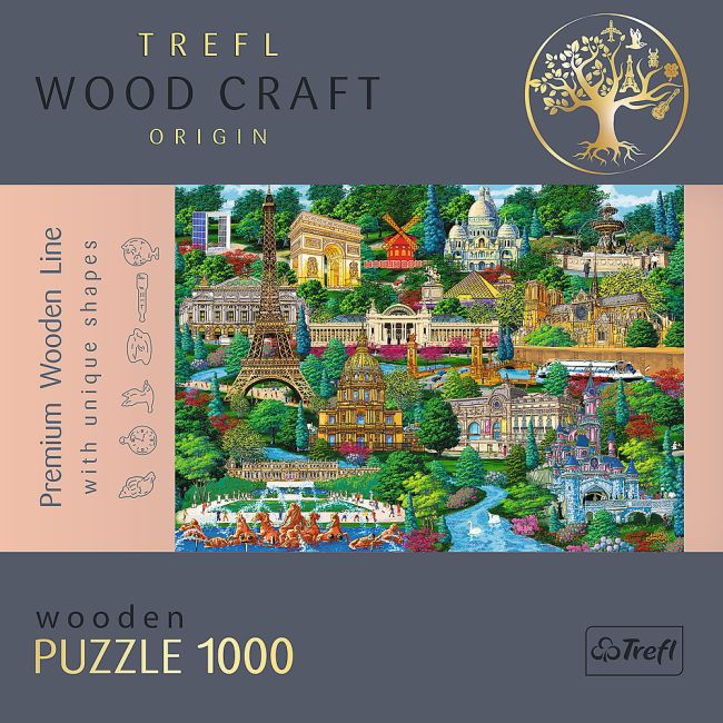 PUZZLE TREFL DIN LEMN 1000 PIESE OBIECTIVE TURISTICE FAIMOASE DIN FRANTA VIV20150