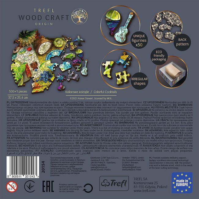 PUZZLE TREFL DIN LEMN 500+1 PIESE COCKTAILURILE COLORATE VIV20154