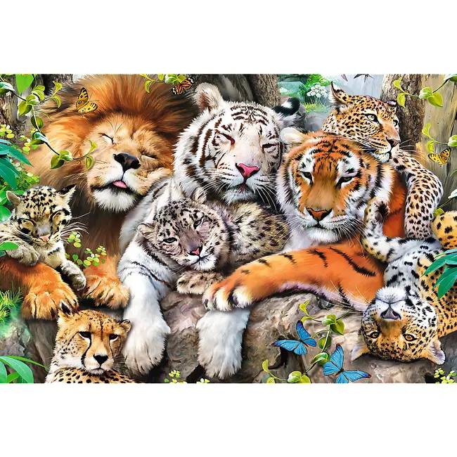 PUZZLE TREFL DIN LEMN 500+1 PIESE FELINELE DIN JUNGLA VIV20152
