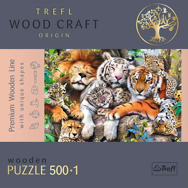 PUZZLE TREFL DIN LEMN 500+1 PIESE FELINELE DIN JUNGLA VIV20152