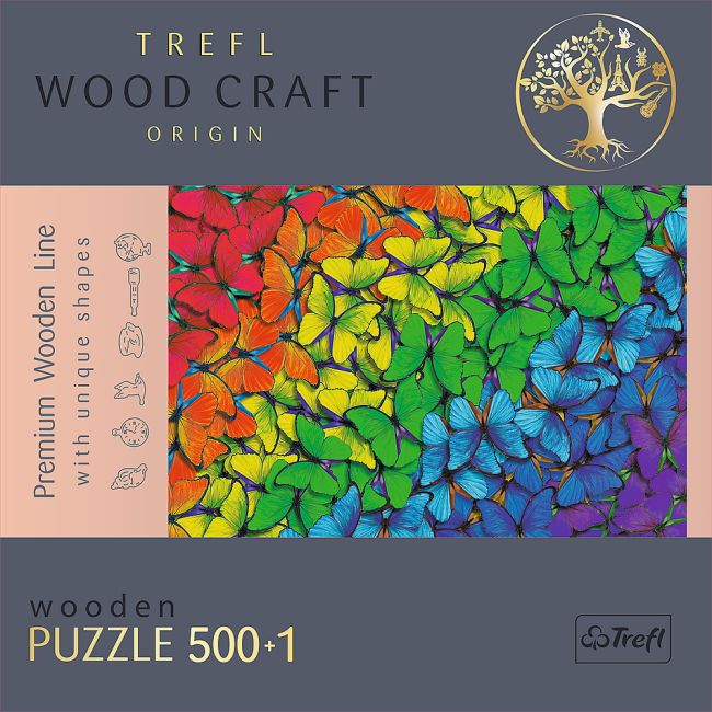 PUZZLE TREFL DIN LEMN 500+1 PIESE FLUTURASII COLORATI VIV20159