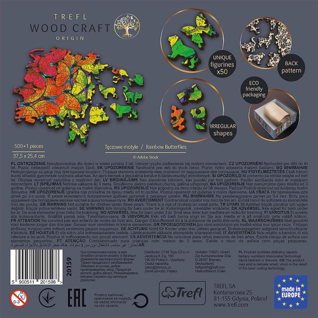 PUZZLE TREFL DIN LEMN 500+1 PIESE FLUTURASII COLORATI VIV20159
