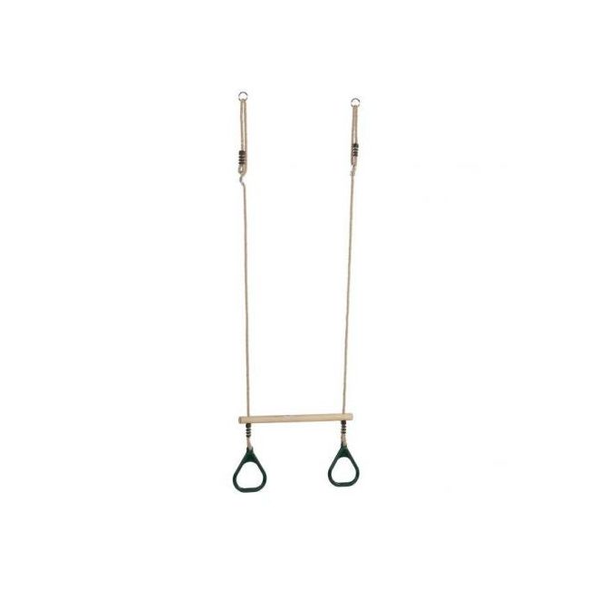 Leagan trapez din lemn cu inele din plastic verde - okekbt220.001.002.001