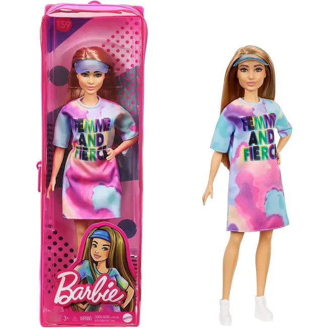 PAPUSA BARBIE FASHIONISTA CU PARUL BLOND SI ROCHITA SPORT VIVMTFBR37_GRB51