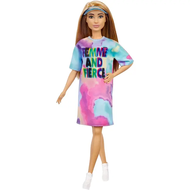 PAPUSA BARBIE FASHIONISTA CU PARUL BLOND SI ROCHITA SPORT VIVMTFBR37_GRB51