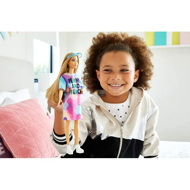 PAPUSA BARBIE FASHIONISTA CU PARUL BLOND SI ROCHITA SPORT VIVMTFBR37_GRB51