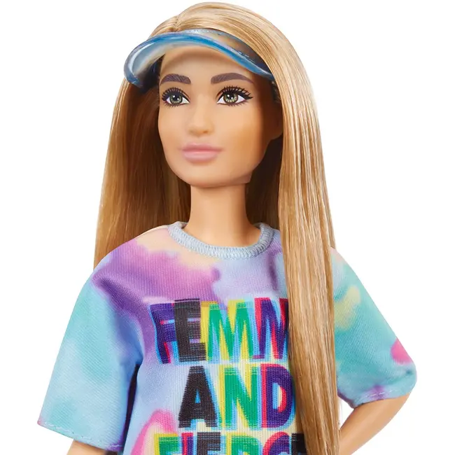 PAPUSA BARBIE FASHIONISTA CU PARUL BLOND SI ROCHITA SPORT VIVMTFBR37_GRB51