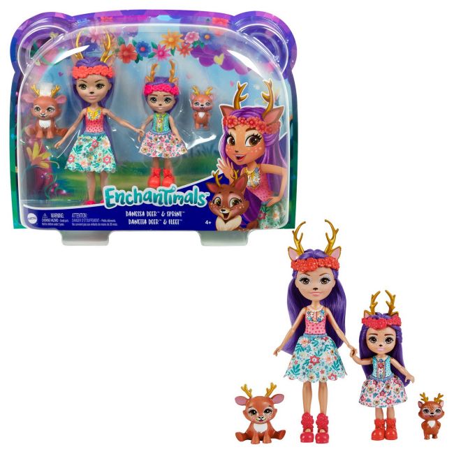 ENCHANTIMALS SET PAPUSI SURORI SI ANIMALUTELE LOR  DANESSA DEER & SPRINT SI DANETTA DEER & FLEET VIVMTHCF79_HCF80